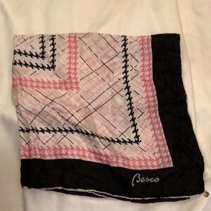 Besco Signed Pink & Black Silk Scarf